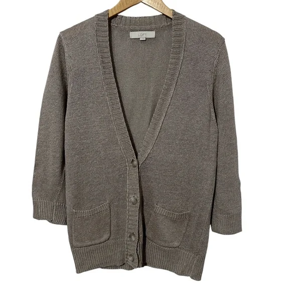 Ann Taylor Loft Womens Linen Cardigan Sweater Size L Button Front Corporate Work - Picture 6 of 6